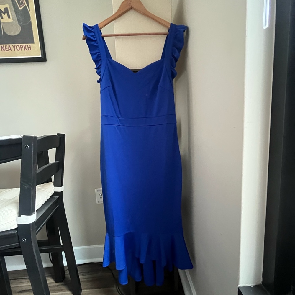 Electric Blue Fishtail Midi Dress